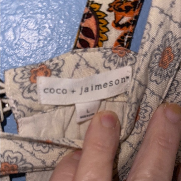 Coco & Jamieson Cold Shoulder Bohemian Cream Dress with Floral Accents large HH - Picture 5 of 5